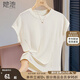 她池圓領(lǐng)T恤2025夏季新款女裝無袖套頭氣質(zhì)通勤修身簡(jiǎn)約上衣