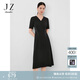 玖姿·安娜蔻簡(jiǎn)約優(yōu)雅clean fit拼接收腰小V領(lǐng)連衣裙女2024夏款 素黑 XL