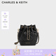 CHARLES&KEITH絎縫菱格鏈條水桶包雙肩包包女包女友生日七夕禮物CK2-10701506 Black黑色 M