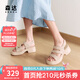 森達(dá)時(shí)裝鞋女款2025夏新商場(chǎng)同款復(fù)古厚底休閑涼鞋XML01BL5 杏色 37
