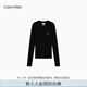 Calvin KleinJeans25秋季新款女士刺繡ck羅紋修身圓領(lǐng)內搭針織衫毛衣47D371G UB1-太空黑 XS