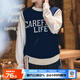 馬登女裝 學(xué)院風(fēng)針織馬甲背心圓領(lǐng)套頭毛衣無(wú)袖疊穿上衣夏秋季新款 藍色 馬登工裝 M