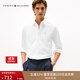 TOMMY HILFIGER【牛津紡】秋冬男女商務(wù)休閑通勤易打理純色條紋長(cháng)袖襯衫 【小繡標純色襯衫】-白色YCI M （推薦：135-150斤）