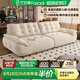 法莎蒂國家補貼云朵沙發(fā)布藝小戶型客廳中古風(fēng)雪尼爾沙發(fā)簡約多功能充電 3.1米多人位（靠背自帶可充電） 【旗艦版雪尼爾嬰兒絨】