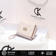 CHARLIE & KELLI品牌 CK輕奢包包女包錢(qián)包短款拉鏈三折繡花生日禮物送女友老婆 米白色