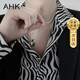 AHK指環(huán)鈦鋼項(xiàng)鏈男潮流吊墜時(shí)尚首飾品紀(jì)念日生日禮物送男朋友老公 【經(jīng)典黑白】+品牌定制禮盒