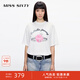 MISS SIXTY2025春季新款T恤女圓領(lǐng)印花撞色寬松短袖百搭休閑上衣 白色 S
