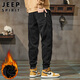JEEP SPIRIT吉普褲子男款休閑褲男士秋冬季加絨加厚保暖束腳燈芯絨運動(dòng)衛褲