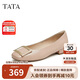 他她（TATA）法式單鞋女簡(jiǎn)約晚晚鞋媽媽鞋商場(chǎng)同款7ZS01AQ4 粉色 38