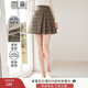 香影（xiangying）毛呢格子半身裙女高腰2025秋冬新款法式短款小個(gè)子a字百褶裙 奶咖色 S