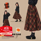 優(yōu)優(yōu)1點(diǎn)（Yoyo one）女童半身裙秋冬兒童加厚毛呢中長(cháng)款裙子英倫風(fēng)女大童長(cháng)裙百褶格子 4560紅格子 150 150cm