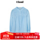 ELAND衣戀襯衫女前襟裥褶泡泡袖寬松純棉透氣上衣夏季新品 淺藍色(51)L/Blue S 160