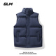 GLM棉馬甲男秋冬季外套男純色立領(lǐng)坎肩保暖背心休閑棉服外套深藍XL
