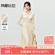 尚都比拉優(yōu)雅絲絨連衣裙女冬季V領(lǐng)立體收腰顯瘦A字裙減齡長(cháng)袖氣質(zhì)中長(cháng)裙