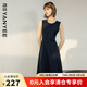 顏域氣質(zhì)黑色連衣裙女裝2024新款秋季收腰顯瘦簡(jiǎn)約背心裙內(nèi)搭裙子 黑色1 L