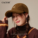 CACUSS棒球帽子女冬可愛(ài)小狗刺繡減齡鴨舌帽保暖防風(fēng)顯臉小泰迪絨 咖色