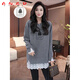 ANED中長(cháng)款遮屁股T恤女春秋冬加厚衛衣內搭保暖德絨打底衫假兩件上衣 【德絨款】灰色-像框女孩黑 L 105-125斤