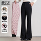 雪中飛羽絨褲女冬季微喇褲加絨休閑褲修身顯瘦褲子喇叭防寒保暖塑型百搭