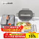 樂(lè )扣樂(lè )扣（LOCK&LOCK）餐盒銹鋼316食品級五分隔餐盤(pán)男女生大容量上班族飯盒學(xué)生便當盒 灰色【餐具+湯碗+餐包】2000ml