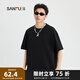 三福2025夏季男士重磅棉闊版短T恤 休閑圓領(lǐng)落肩上衣498647 黑色 XL