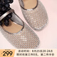 他她（TATA）法式氣質(zhì)透氣涼鞋女鞋平底網(wǎng)面單鞋2025夏季新款 槍色 38