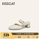 KISSCAT接吻貓2025年夏季都市時裝舒適通勤圓頭時裝涼鞋KA65315-12 米色 36