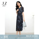 玖姿（JUZUI）優(yōu)雅成熟通勤風(fēng)印花連衣裙女2025夏季新款JTFX50007 花丈青 M