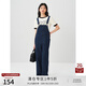 自巧小個(gè)子高腰休閑復(fù)古牛仔背帶褲女2024春季新款長褲顯高拖地褲 牛仔藍(lán) M (4碼)