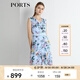 PORTS寶姿 新品 女裝V領(lǐng)不規(guī)則印花連衣裙LN8D268HPS065 天藍(lán)色印花 S (4)