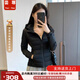 蕓蕁羽絨服女2025新款瑜伽服女短款白鴨絨修身顯瘦冬季保暖連帽戶(hù)外運 MON 黑色 M 修身健【80-100斤】