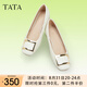 他她（TATA）七夕氣質(zhì)單鞋女鞋通勤工作鞋平底晚晚鞋2025春季新款7ZS01AQ4 白色 37