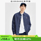 佐丹奴牛仔襯衫男新款純棉小熊刺繡男生時尚長袖牛仔襯衣01044103 01深藍(lán) XL