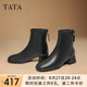 他她（TATA）奶皮靴法式氣質(zhì)短靴女靴通勤瘦瘦靴彈力靴秋冬新WYX02DD4 黑色 37