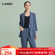 藍(lán)地（LANDI）商場(chǎng)同款新款短袖條紋西裝外套女系帶西服上衣 藍(lán)色 L