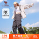 駱駝（CAMEL）直筒梭織工裝長褲女防潑水百搭傘兵褲 C24CA6L6619 幻影黑 M