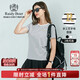Raidy Boer/雷迪波爾夏季新款女士休閑條紋燙鉆圓領(lǐng)短袖T恤 7011 白條 XL