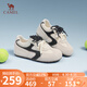 駱駝（CAMEL）松包德訓鞋女活力革網(wǎng)撞色拼接休閑板鞋 L25A245022 米/黑  37 