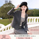 香影小西裝外套女2025秋季新款高級(jí)感小個(gè)子垂感灰色短款西服春秋 灰色 M