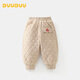 DUUDUU嬰兒刺繡保暖束腳褲冬季長(cháng)褲子寶寶加厚休閑褲小童夾棉冬裝杏 120