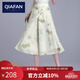 恰凡（QIAFAN）休閑褲女新中式七分褲夏季薄款小個(gè)子褲子印花裙褲高腰顯瘦闊腿褲 淺綠 M   27/90-100斤