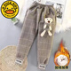 迪士尼女童褲子秋冬裝外穿加厚運動(dòng)褲休閑加絨中大兒童一體絨衛褲條絨褲 卡其色-加絨款 160 建議150-160cm10-12歲