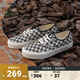 VANS范斯官方 Authentic VR3笑臉開口笑棋盤格印花男女帆布鞋低幫 黑色/白色 37
