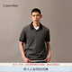 Calvin KleinJeans25夏季男士通勤ck絲光棉撞色翻領(lǐng)短袖T恤POLO衫4L0013S UB1-太空黑 M