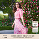 珂萊蒂爾【100桑蠶絲】2025年夏季新款法式浪漫碎花裙半身裙女 淡橙紅 M