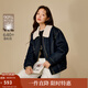 茵曼2025秋冬女裝新款休閑羊羔毛翻領(lǐng)牛仔羽絨服寬松繭型保暖外套  牛仔藍 XL
