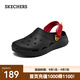 斯凱奇（Skechers）怪獸泡泡鞋夏季男鞋透氣舒適輕質(zhì)沙灘洞洞鞋涼拖鞋 黑色/紅色/BKRD 42