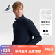 諾帝卡（NAUTICA）【單件直降】男裝春夏新款雙面珠地立領(lǐng)拼接全開(kāi)襟衛(wèi)衣男KO4303 藏青4NV L