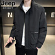 JEEP SPIRIT立領(lǐng)夾克男士秋裝外套2025新款潮流修身工裝上衣服春秋款青年褂子 黑色 XL