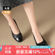 ZHR頭層牛皮單鞋女休閑職業(yè)淺口工作皮鞋通勤厚底商務(wù)女鞋KM20黑色37