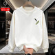 倉石一樹(shù)潮牌輕奢高端純棉圓領(lǐng)衛衣男秋冬新款加絨加厚寬松休閑內搭長(cháng)袖男 白色 XL